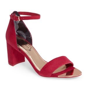 Ted Baker Shea Suede Ankle Strap Sandal in Cerise